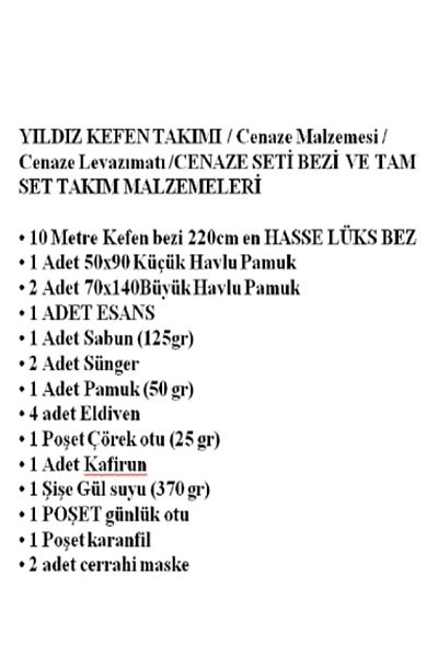 N.Y.YILDIZ Star Funeral Set - Levazım Mat and Bag