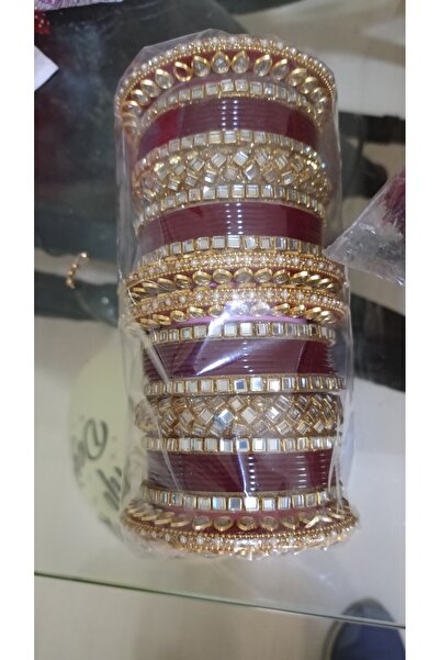 Hindistan Dükkan Bordo bilezik seti