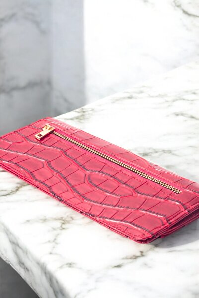 KRB POLO ACCESSORİES Kadın Yeni Sezon Şık Timsah Desenli  Kaliteli, Kullanışlı Kırmızı Cüzdan Aksesuar