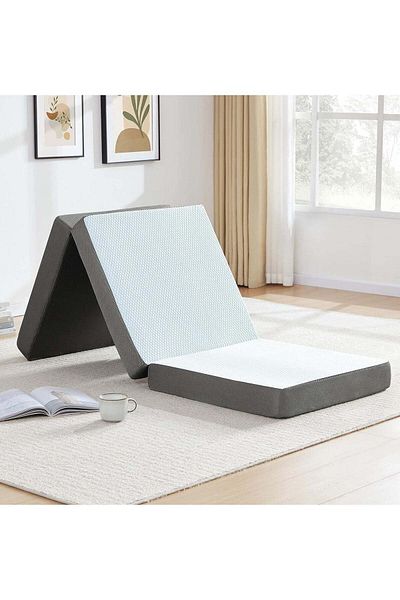 Comfy WHITE & GREY BORDER MEDICATED KNITTED COTTON PREMIUM COLLECTION 180X90X10CM FOLDING MATTRESS
