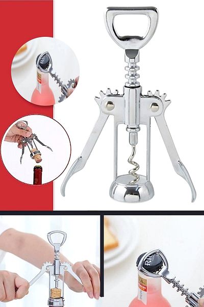 Tilbe Home Metal Corkscrew Wine Opener Cork Corkscrew Bottle Cap Opener Function Kitchen Tool