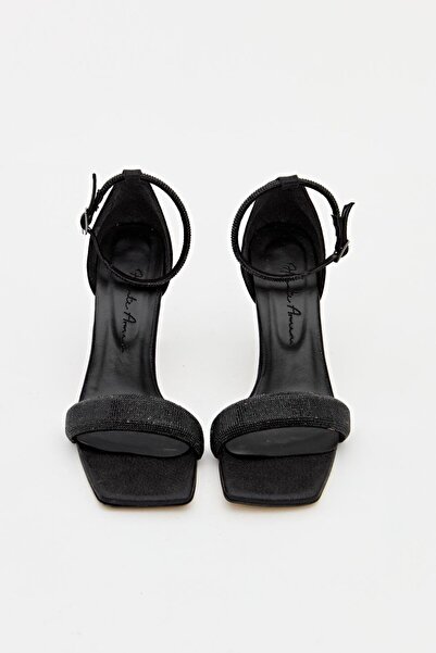 Hayati Arman Women's Single Strap Ankle Buckle Evening Dress Shoes Black