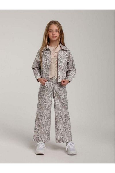 Zekids Girl's Snakeskin Patterned Jacket and Trousers Suit