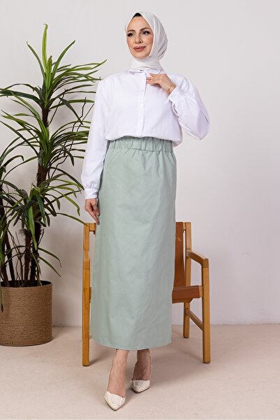Bestenur Benja Elastic Waist Gabardine Effect 1405 - Mint