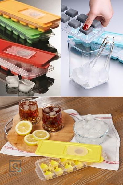 QNİAY 12 Compartment Silicone Ice Mold with Practical Lid |   Silicone Non-Stick Ice Tray Ice Mold