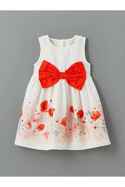 LC Waikiki Rochie din satin pentru fete LCW Kids Ecru Floral