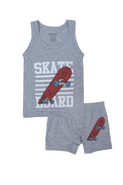 Bebelop Boy's Skate Skateboard Patterned Athlete Boxer 2-Piece Top and Bottom Set