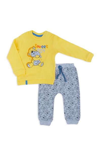 Bebelop Unisex Baby Sweet Toy Printed Teddy Bear Patterned 2-Piece Report Set