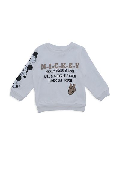 Bebelop Baby Boy Mickey Printed Sleeve Detail 2-Piece Top and Bottom Tracksuit Set