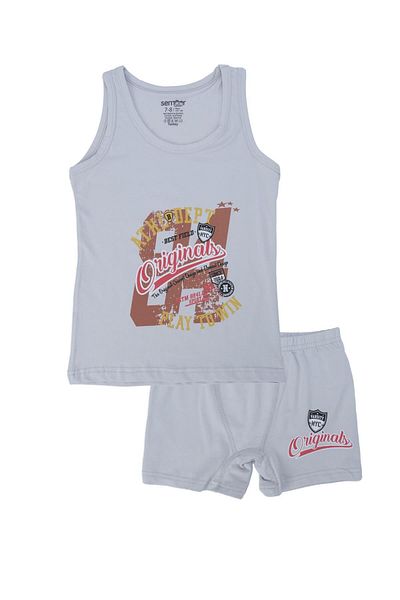 Bebelop Boy's Athletic Depth Patterned Athlete Boxer 2-Piece Top and Bottom Set