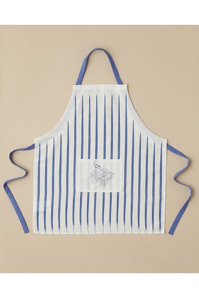 English Home Edenic Polyester Kitchen Apron 65X75 cm White - Navy Blue