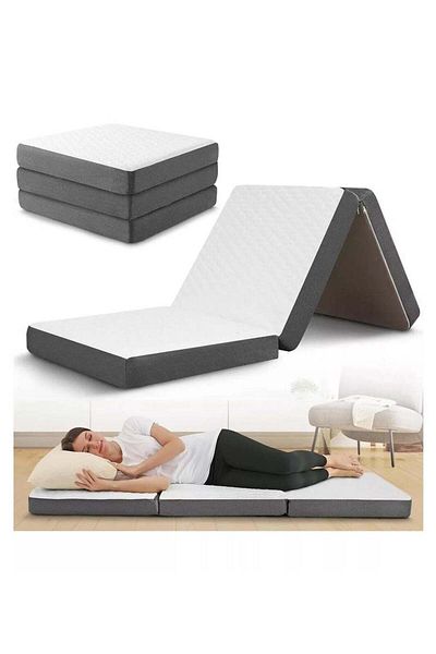 Comfy WHITE & GREY BORDER MEDICATED KNITTED COTTON PREMIUM COLLECTION 180X90X10CM FOLDING MATTRESS