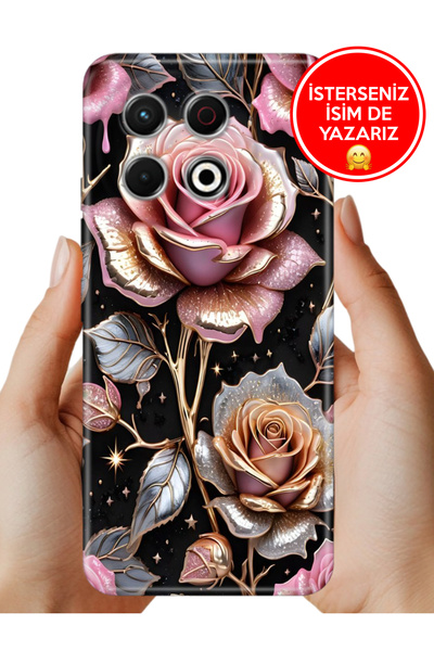 TECNO Spark 30 Pro KL7 Kılıf Gold Gül