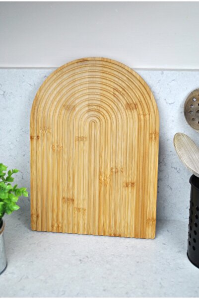 Qualitev Bamboo Rainbow Presentation Board Wavy Decorative Cheese Serving Tra...