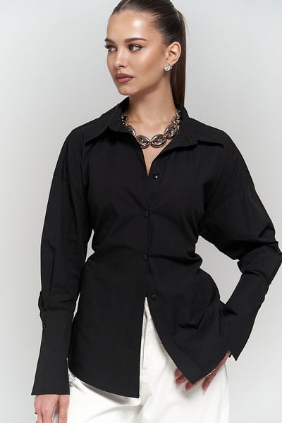 MAİ COLLECTİON Schwarzes Hemd mit Novers-Seildetail