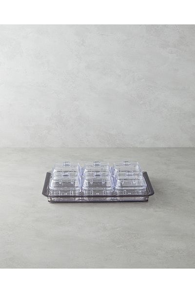 English Home Axel Acrylic 6 Compartment Breakfast 25X35 cm Anthracite