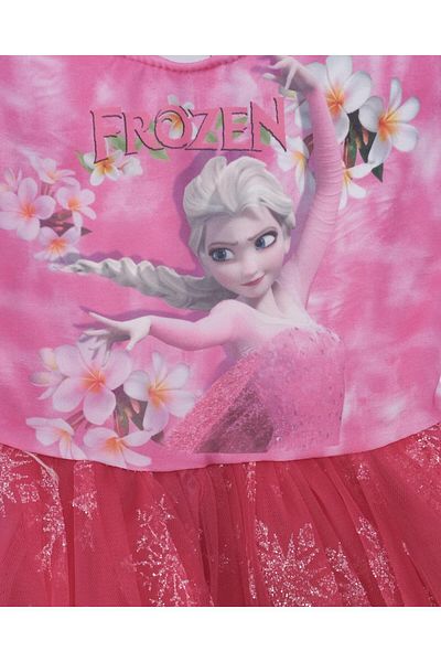 Bebelop Girl's Frozen Printed Ruffle Sleeve Tutu Tailed Tulle Dress