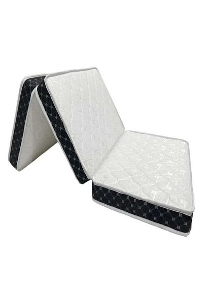 Comfy Portable White Satin Folding Premium Mattress With Black Border + 1 Pillow 180x90x7 Cm