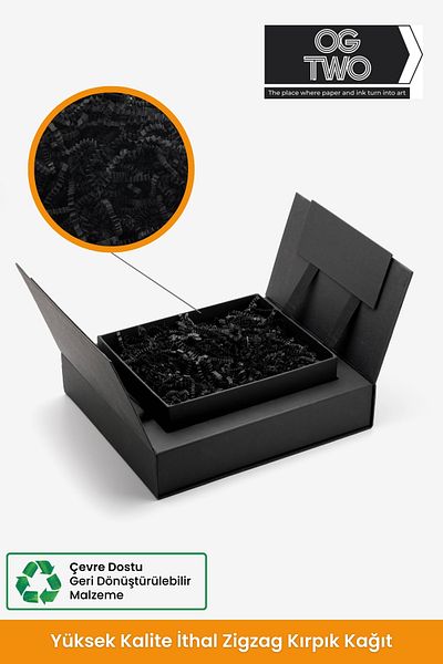 OGTWO Premium Zig Zag Cropped 50 g Black Gift Box Sustainable Ornament Paper