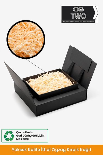 OGTWO Premium Zig Zag Cropped - 50 Gr Cream Paper Gift Box Partial Filler Pelur Cropped Ornament