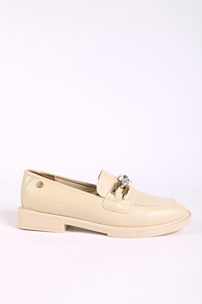 Hayati Arman Women's Stone Detailed Loafer Beige Skin