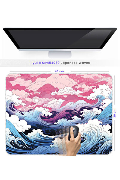 ilyuka Mouse Pad 40X30cm Japanese Waves MP454030 Gaming Oyuncu Kaymaz Kauçuk Taban Dikişli Kenar Mousepad