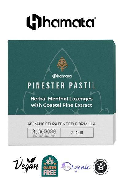 Hamata Hamata Pinester Pastil – Coastal Pine Menthol Lozenges, Throat Soothing & Refreshing, 12 Lozenges
