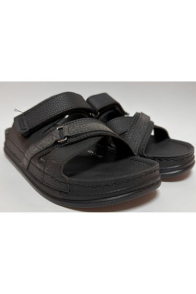 Serra Black Thick Heel Comfortable and Light Adjustable Velvet Cross Strap Men's Daily Street Slippers