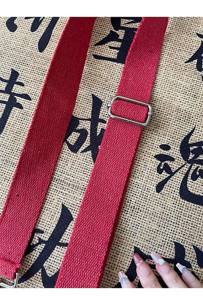 fluffy Mute Bag Scarlet Adjustable Bag Handle Red (Cotton) 110 cm W:4 cm