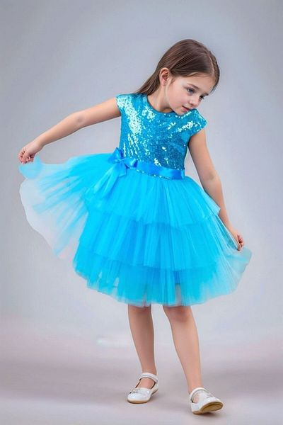 ABİYEKİDS Turquoise Dress - Sequined Katkat - 23Nisan Aby182 Model for Children's Evening Dress