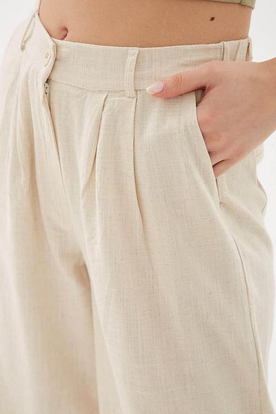 Fashion Friends High Waist Culotte Linen Beige Women's Trousers 25Y0341K1