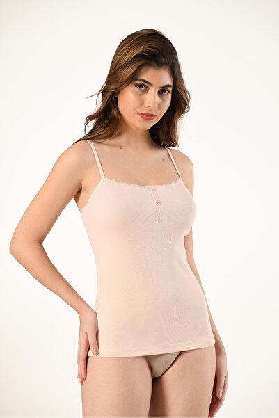 NUİTAMORE Nuitamore Lace Collar and Button Detail Camisole Tank Top