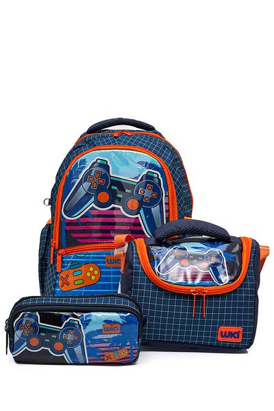 Wia Original Premium Comfort Model Waterproof Two Main Compartment Primary School 3-Piece School Backpack Set
