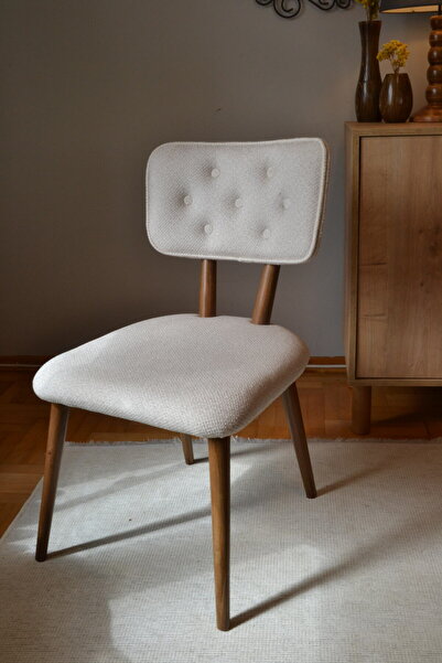 mavimobilya Polly Krem Kapitone Ahşap Sandalye