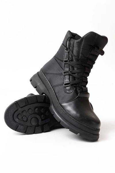 DEAG Asm-083 Black Lace-Up Waterproof Women's Snow Boots