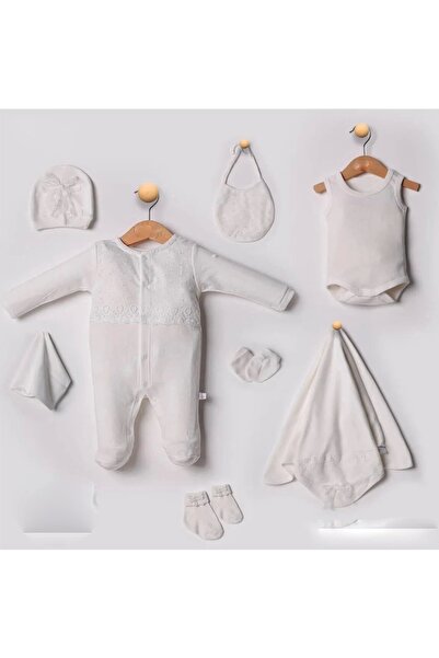BabyBird طقم مستشفى لحديثي الولادة مكون من 10 قطع مطرز بالدانتيل 100% قطن