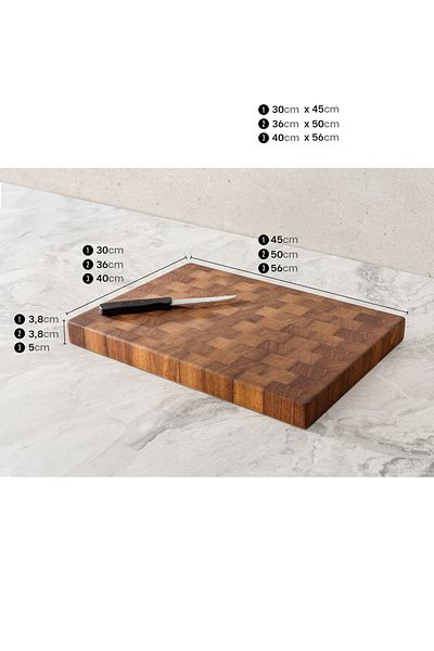 halohope لوح تقطيع خشبي مصنوع يدويًا من Ireko End Grain |   30x45x3,8 سم العرض التقديمي والخدمة والاستخدام الزخرفي