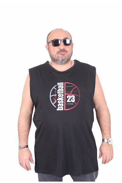 Starbattal Oversize Printed Sleeveless T-Shirt Basketball 25150 Black