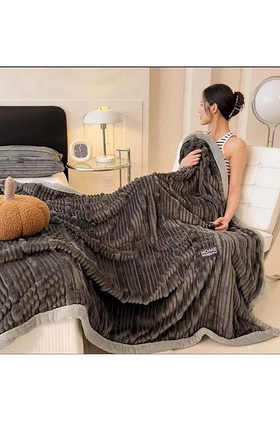 Comfy Bell SOFT & LUXURIOUS EMBOSSED THICK KING SIZE DARK GREY BLANKET