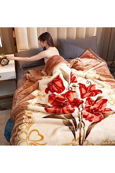 Comfy KOREAN STYLE MINK SOFT THICKENED LUXURIOUS FLORAL BLANKET