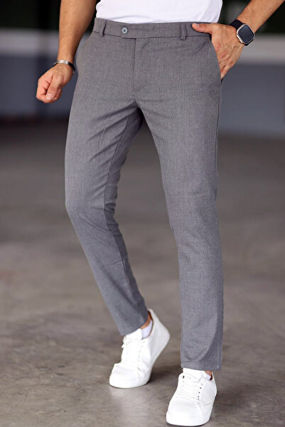 CoolLook Regular Waist Fit Mold Lined Four Pocket Button Detail Stretchy Ankle Length Italian Cut Fabric Style Pants