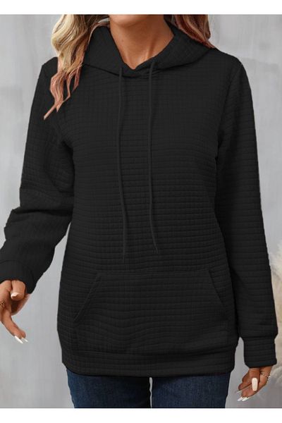 leyla sanat sanata yeni bir bakış açısı Leyla Art a New Perspective on Art Women's Long Sleeve Hoodie Lace-Up Capitone Sweatshirt with Pockets