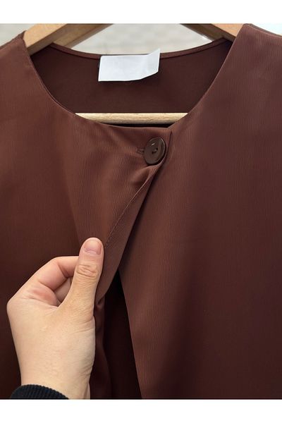 Ebrar Store Nora Satin Short Vest-As00867 Brown