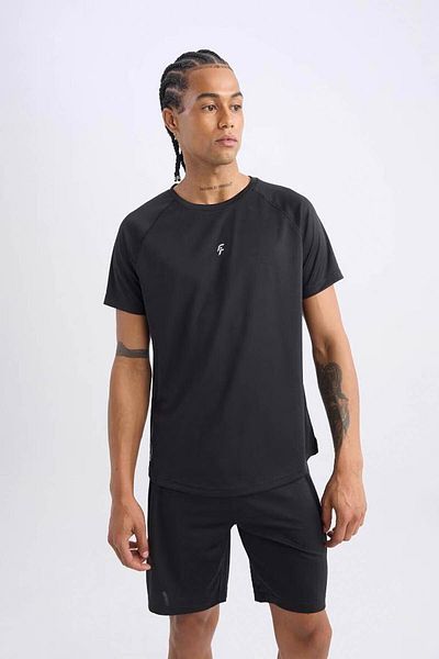 DeFacto Slim Fit Slim Fit Crew Neck Μαύρο ανδρικό μπλουζάκι V2887az/bk81