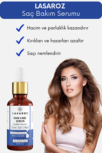 lasaroz Saç Serumu Yıpranmış Saçlar Için Keratin Kolajen Argan Yağlı Saç Serumu 30 ml