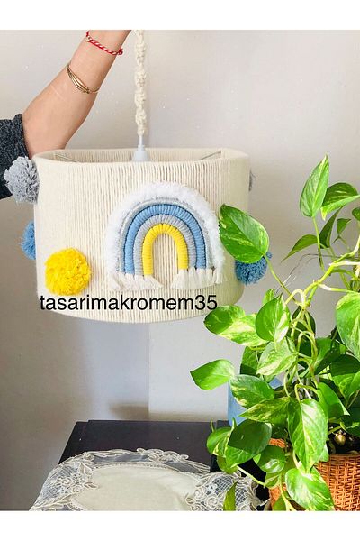 tasarimakromem35 Macrame Chandelier-Light Holder Included