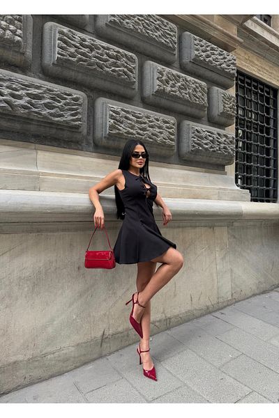 LB Laluna Butik Rochie plisată cu cravată în față pentru femei