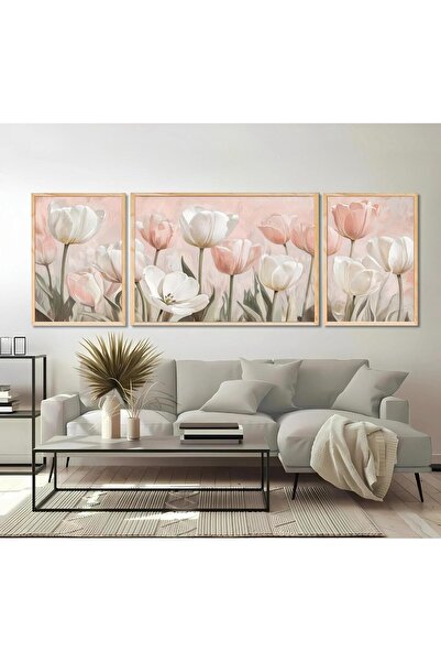 woodhomeworks Ahşap Çerçeveli 3'lü Tablo  Home Ev Salon Oturma Odası Yatak Od...