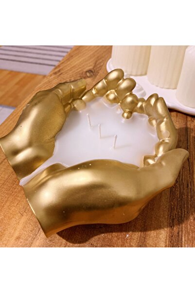 LARA küçük dükkan atolyesi Altın Sarısı Büyük El Mum