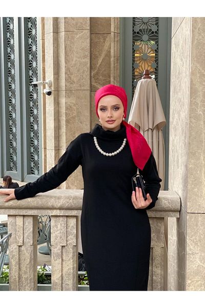 leyla sanat sanata yeni bir bakış açısı Leyla Sanat a New Perspective on Art Women's Long Sleeve Turtleneck Midi Length Knitwear Dress (Without Belt)